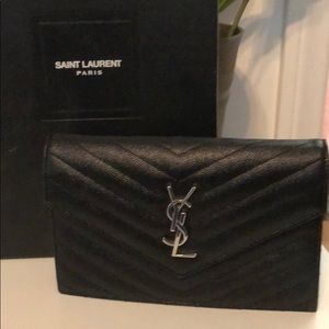 Ysl wallet on chain (WOC) silver hardware.